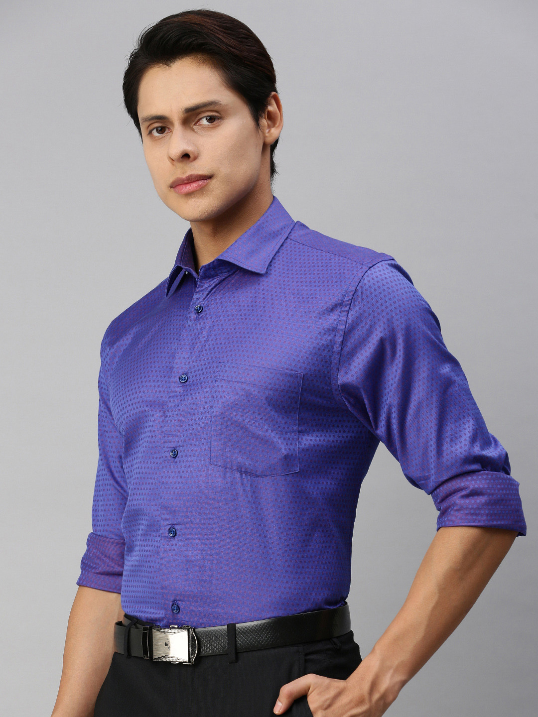 

Blackberrys Men Blue Slim Fit Printed Formal Shirt