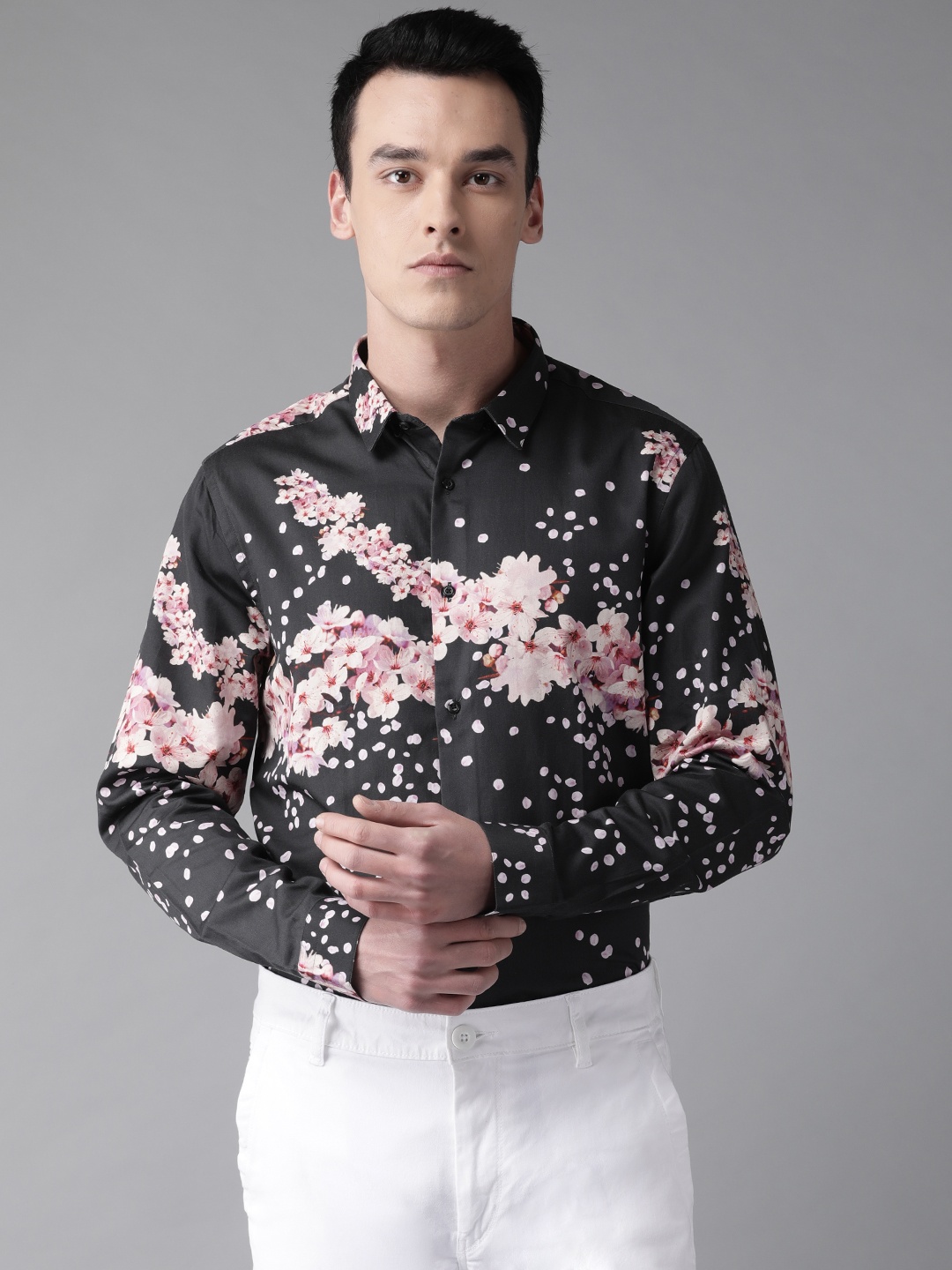 

Blackberrys Men Black & Pink Slim Fit Printed Casual Shirt