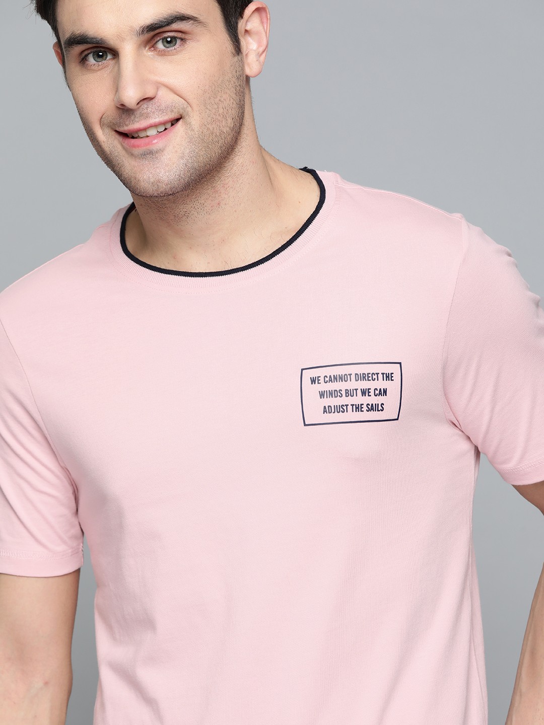 

Mast Harbour Men Pink Solid Round Neck Pure Cotton T-shirt