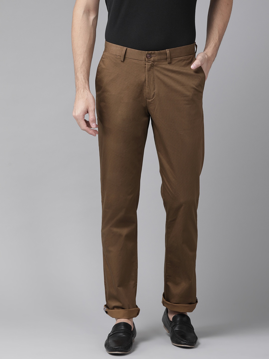 

Blackberrys Men Olive Green B-90 Regular Fit Printed Chinos