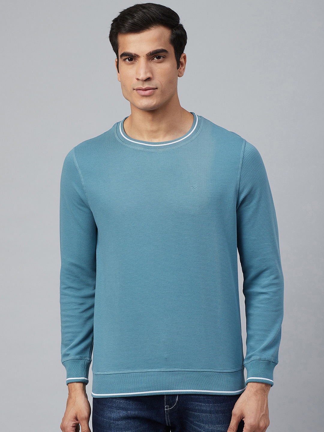 

Blackberrys Men Blue Self-Striped Sweatshirt