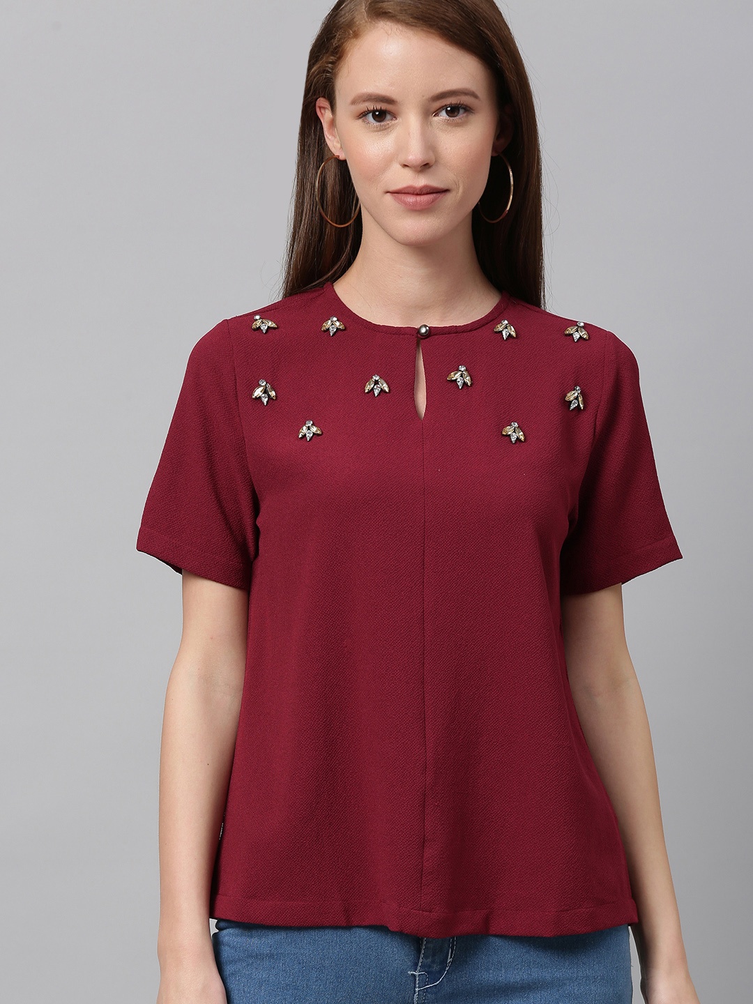 

Chemistry Women Maroon Embellished Top