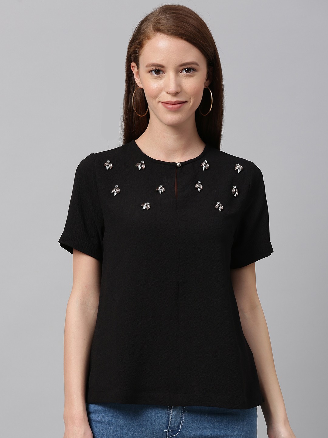 

Chemistry Women Black Embellished Top