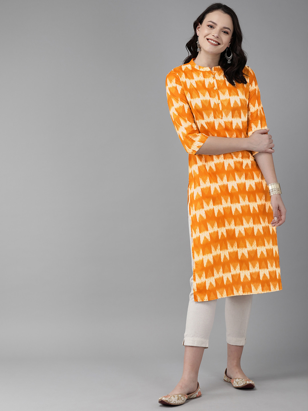 

Anouk Women Rust Orange Printed Straight Kurta