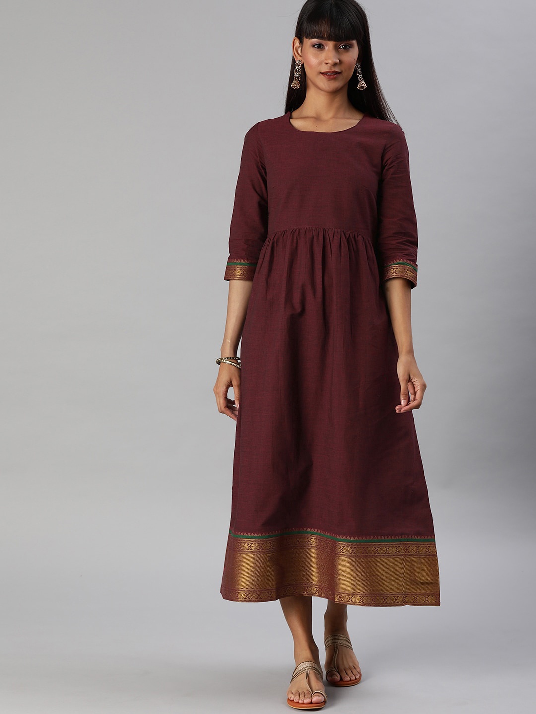 

Anouk Women Maroon Solid Maxi Dress