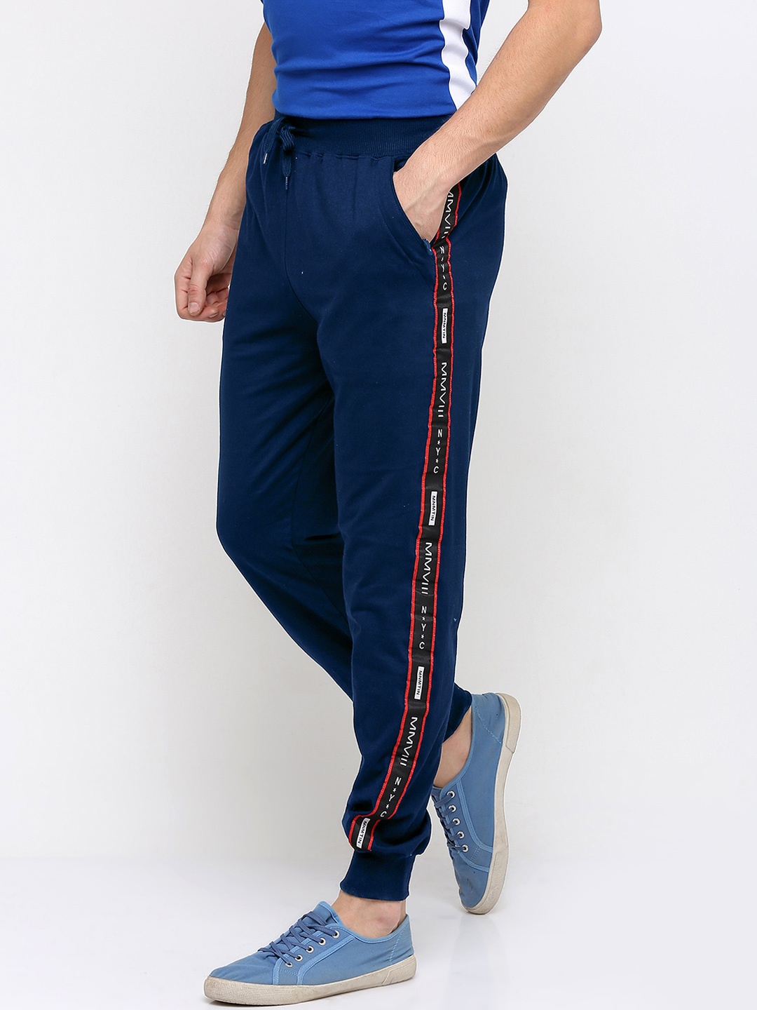 

Maniac Men Navy Blue Solid Joggers