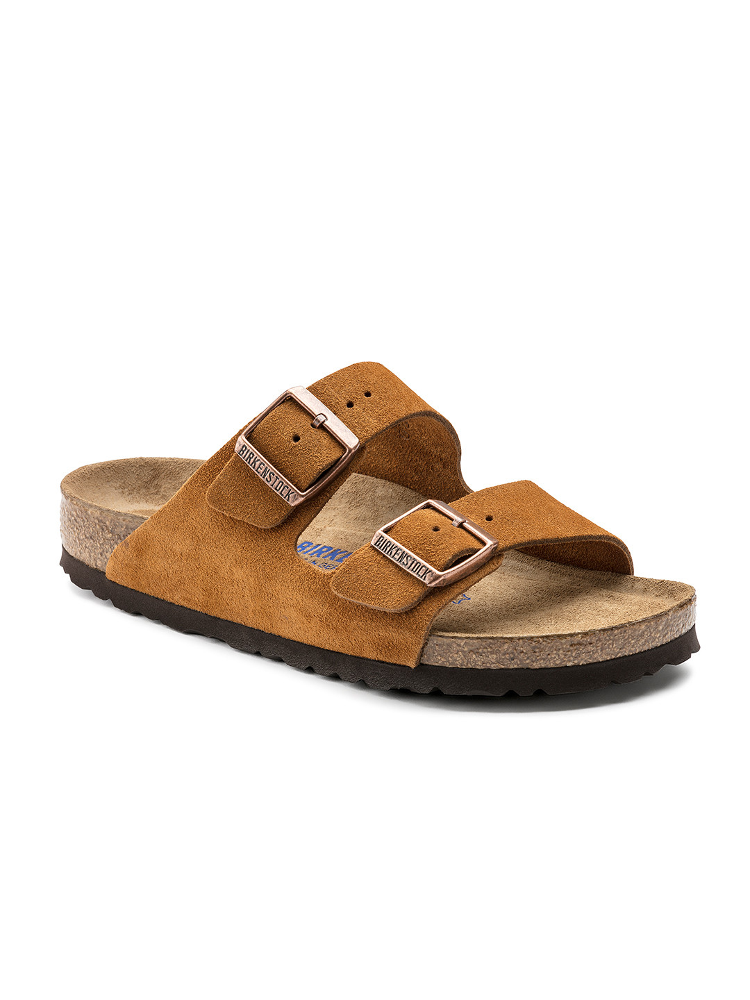 

Birkenstock Arizona Soft Footbed Mink Regular Width Suede Leather Two-Strap Sandals, Brown