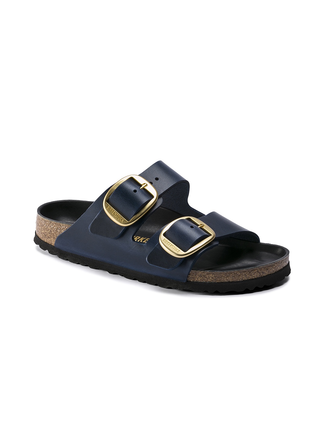 

Birkenstock Women Blue Arizona Oiled Leather Solid Narrow Width Flats