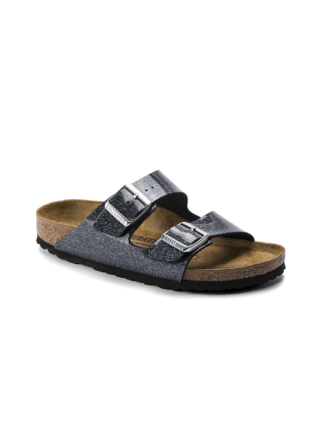 

Birkenstock Women Grey & Blue Birko-Flor Cosmic Sparkle Narrow Width Arizona Heels
