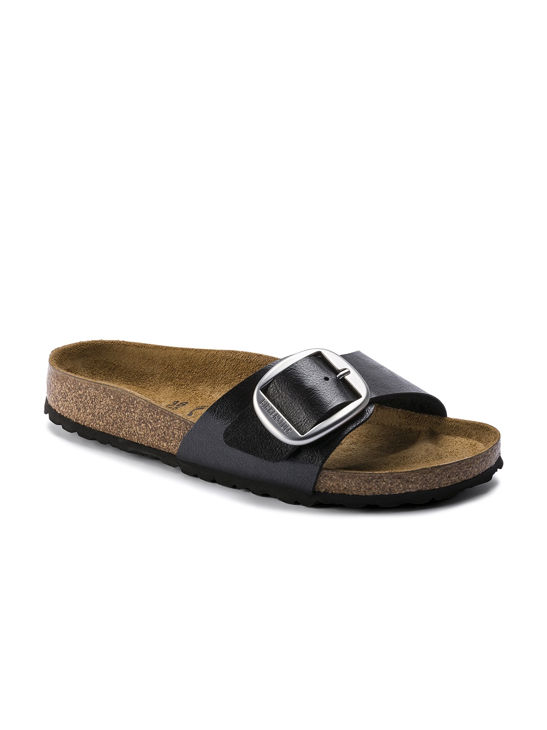 

Birkenstock Women Black Solid Madrid Birko-Flor Open Toe Narrow Width Flats