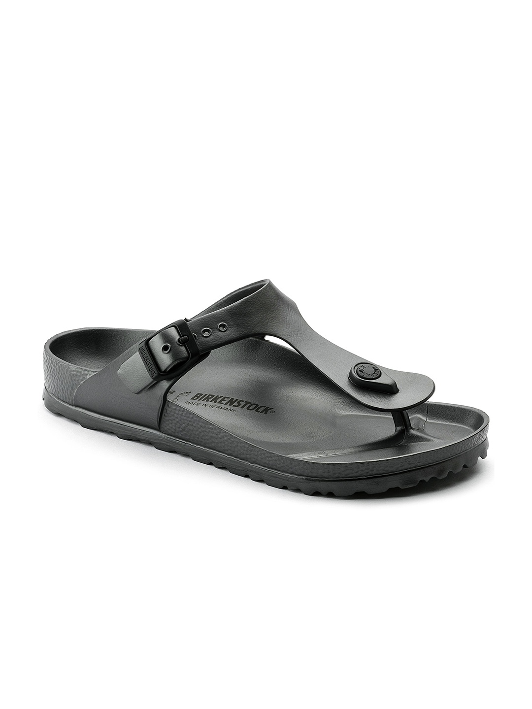 

Birkenstock Unisex Gunmetal-Toned Gizeh Eva Solid Regular Width Comfort Sandals, Metallic