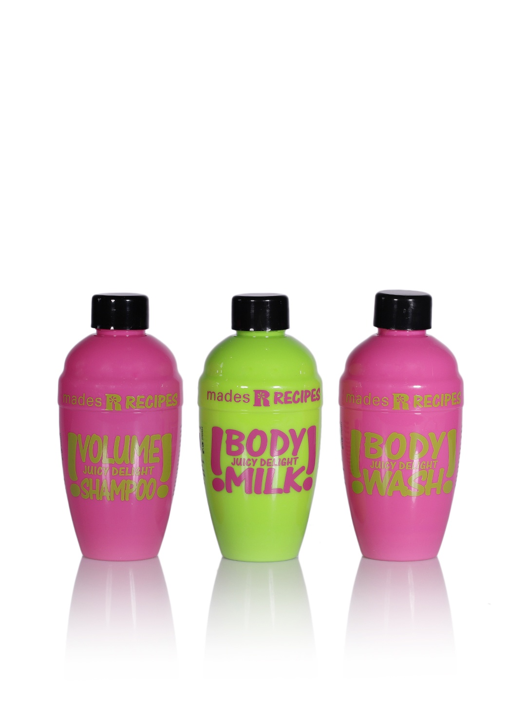 

mades Recipes Set of Juicy Delight Body Wash, Body Milk & Shampoo, Pink