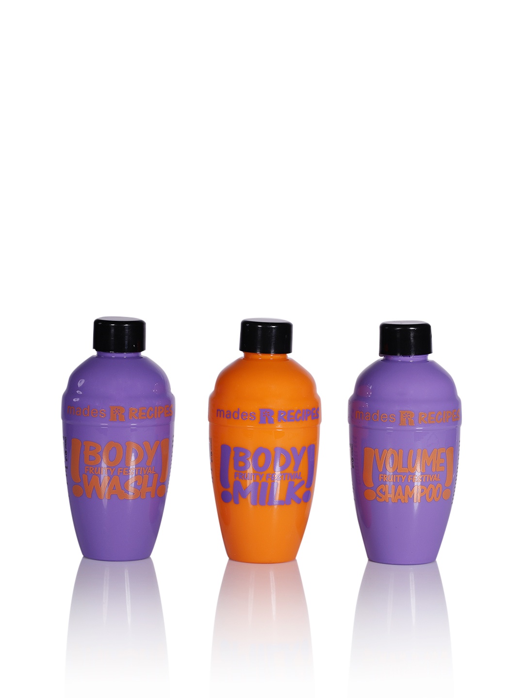 

mades Recipes Set of Fruity Festival Body Wash, Body Milk & Shampoo, Purple