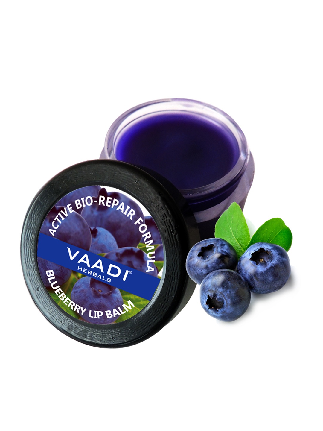 

Vaadi Herbals Blueberry Lip Balm - Active Bio-Repair Formula - 10g, Blue