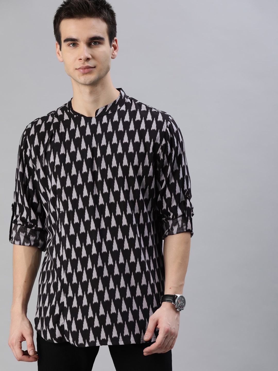 

Anouk Men Black Printed Straight Kurta