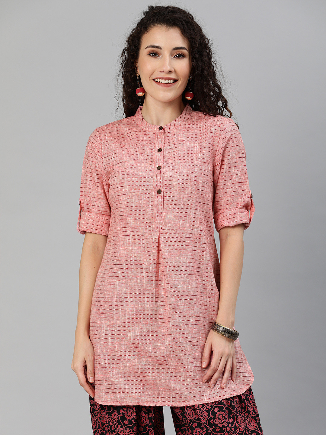 

Anouk Women Pink & Black Printed Kurta with Dhoti Pants