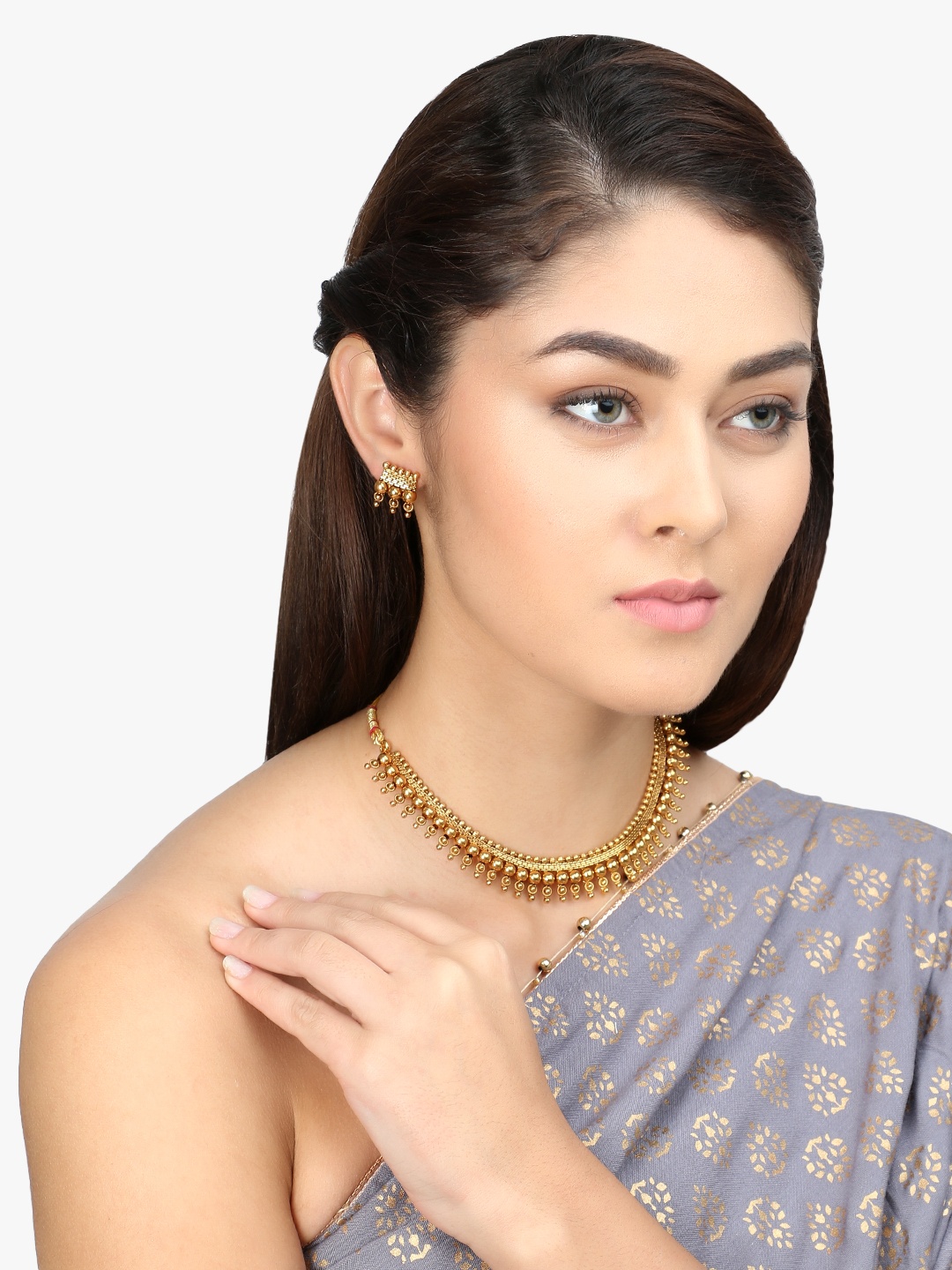 

Adwitiya Collection Copper Gold-Plated Antique Necklace