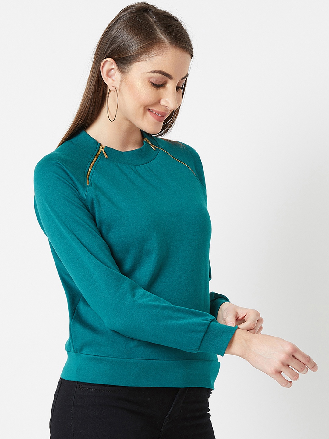 

Miss Chase Women Blue Solid Sweatshirt