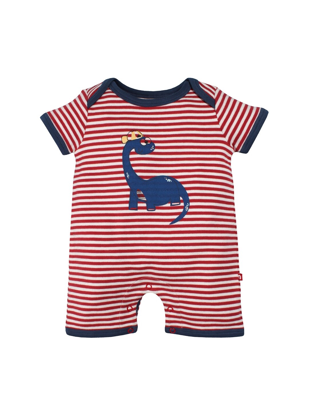

Nino Bambino Kids Navy Blue & Red Striped Organic Cotton Organic Rompers