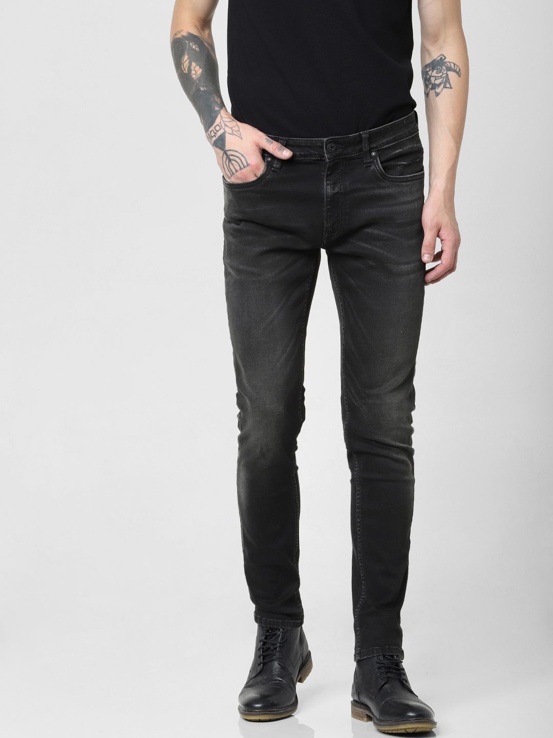 

Jack & Jones Men Black Ben Skinny Fit Low-Rise Clean Look Stretchable Jeans