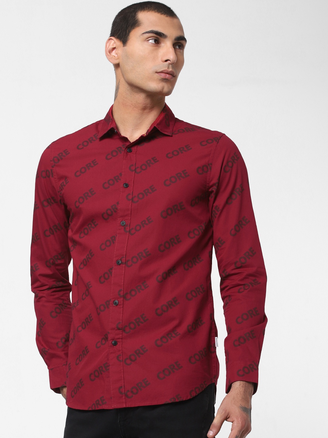 

Jack & Jones Men Red & Black Printed Slim Fit Casual Shirt
