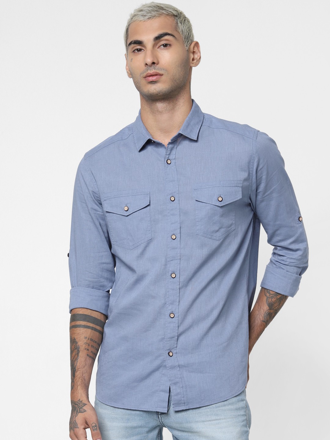

Jack & Jones Men Blue Regular Fit Solid Casual Shirt