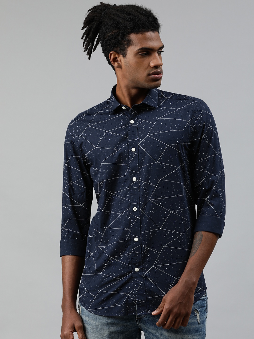 

Jack & Jones Men Blue Regular Fit Printed Casual Shirt