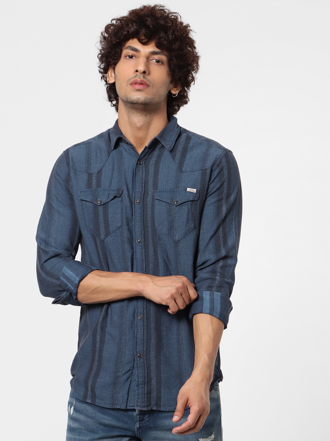 

Jack & Jones Men Blue Slim Fit Striped Casual Shirt