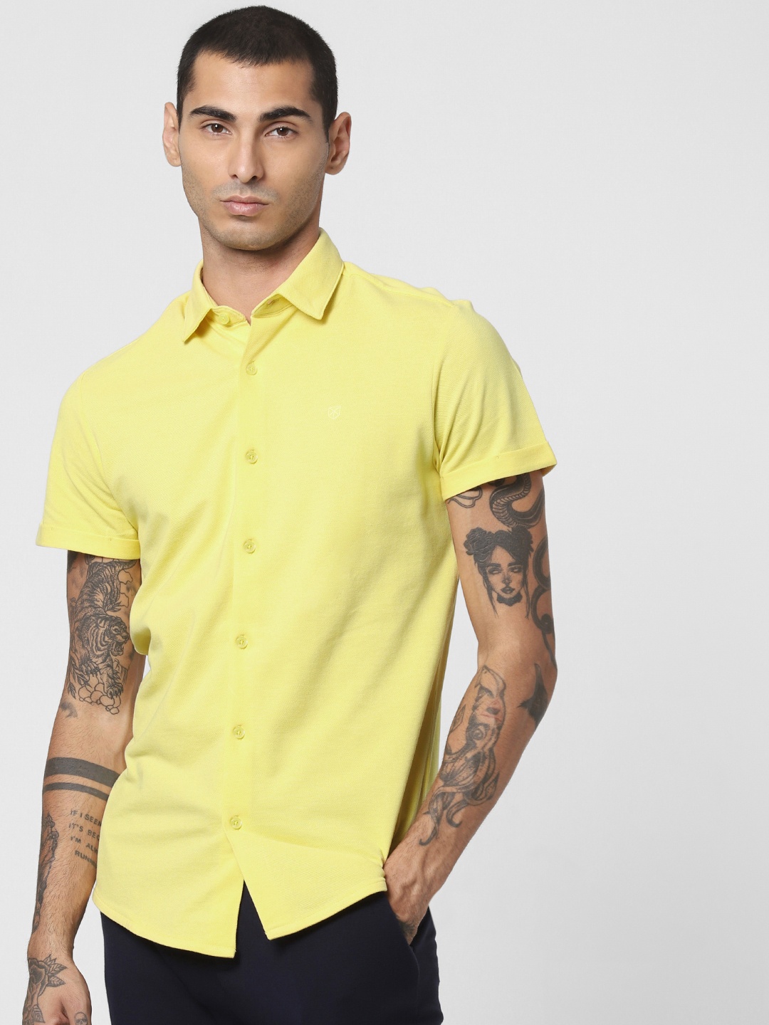 

Jack & Jones Men Yellow Casual Knitted Shirt