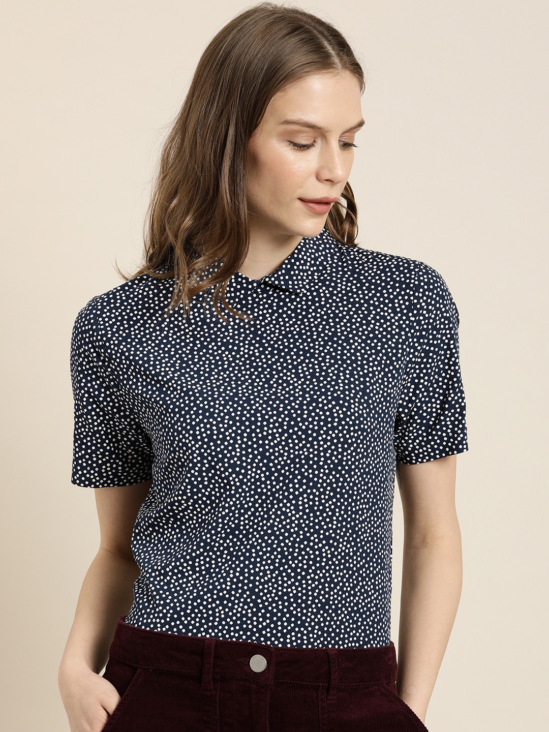 

her by invictus Women Navy Blue Printed Top