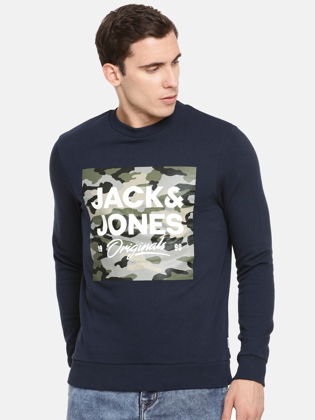 

Jack & Jones Men Navy Blue Printed Sweatshirt