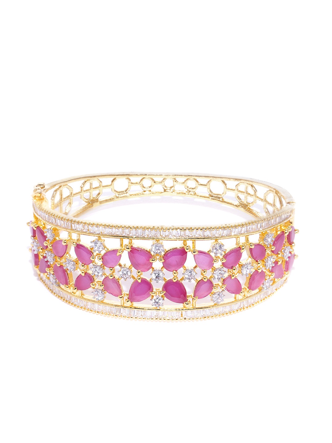 

Priyaasi Pink Gold-Plated Stone Studded Handcrafted Bangle Style Bracelet