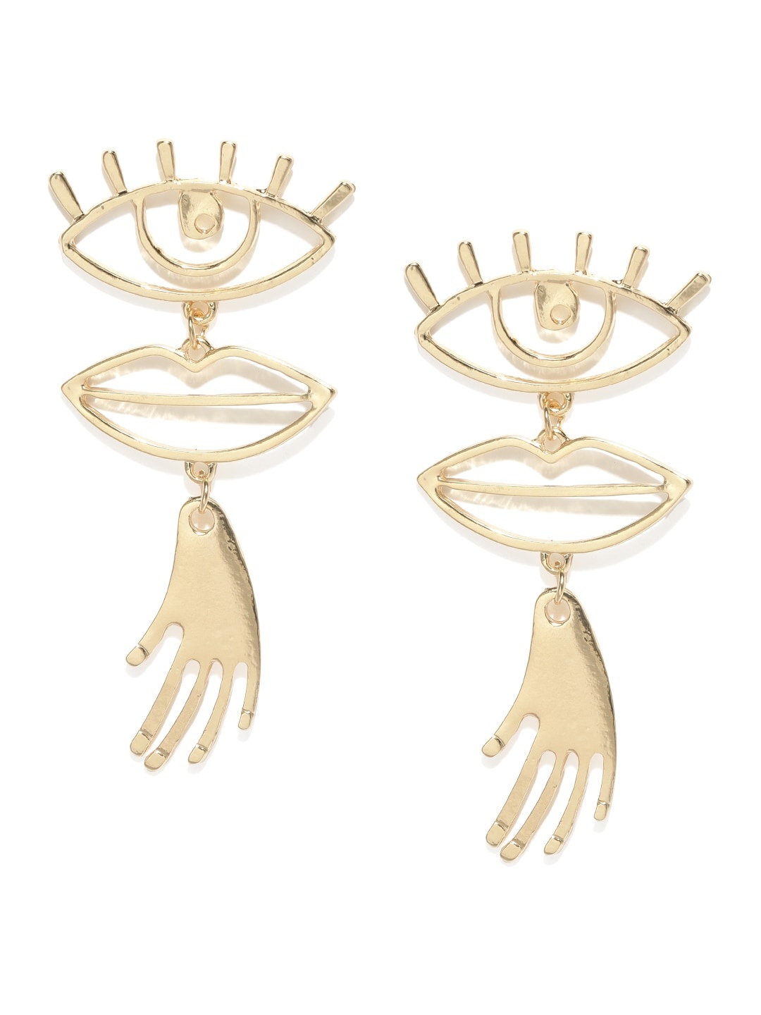 

ToniQ Gold-Toned Quirky Drop Earrings