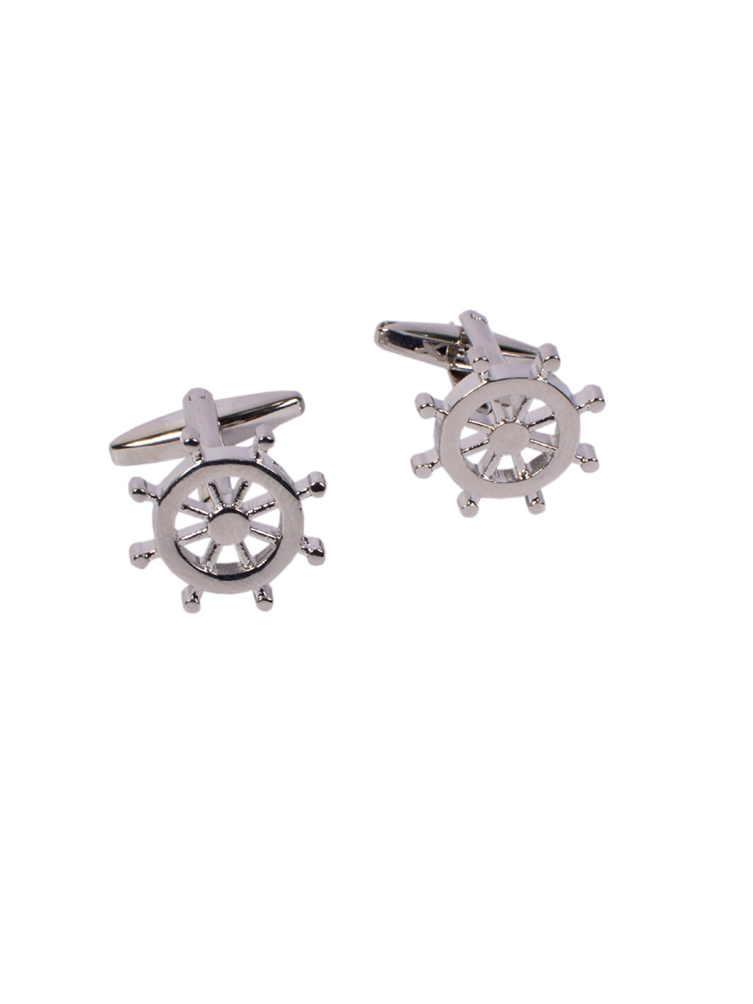 

Alvaro Castagnino Silver-Toned Sailor Wheel-Shaped Cufflinks