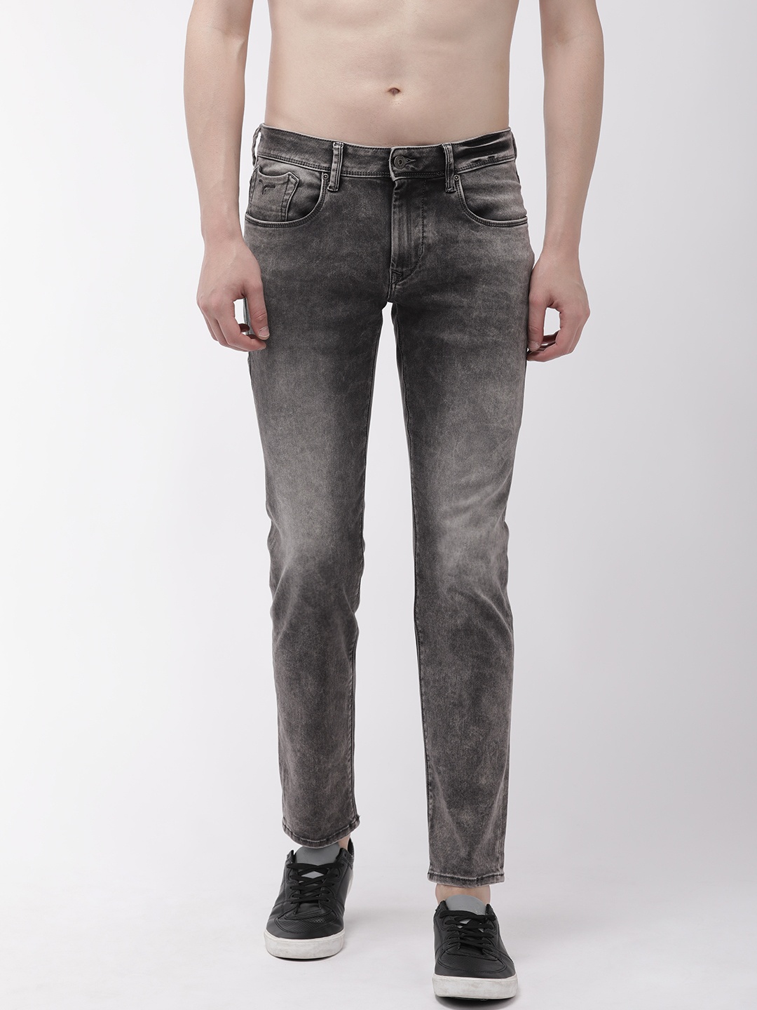 

Flying Machine Men Grey Michael Slim Tapered Fit Mid-Rise Mildly Distressed Jeans