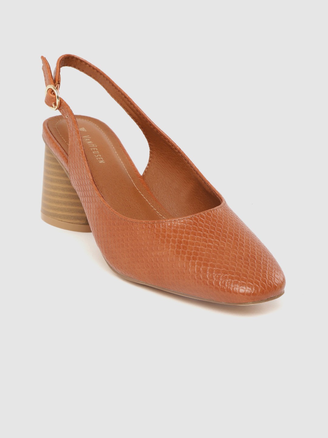 

Van Heusen Woman Tan Brown Snakeskin Textured Pumps