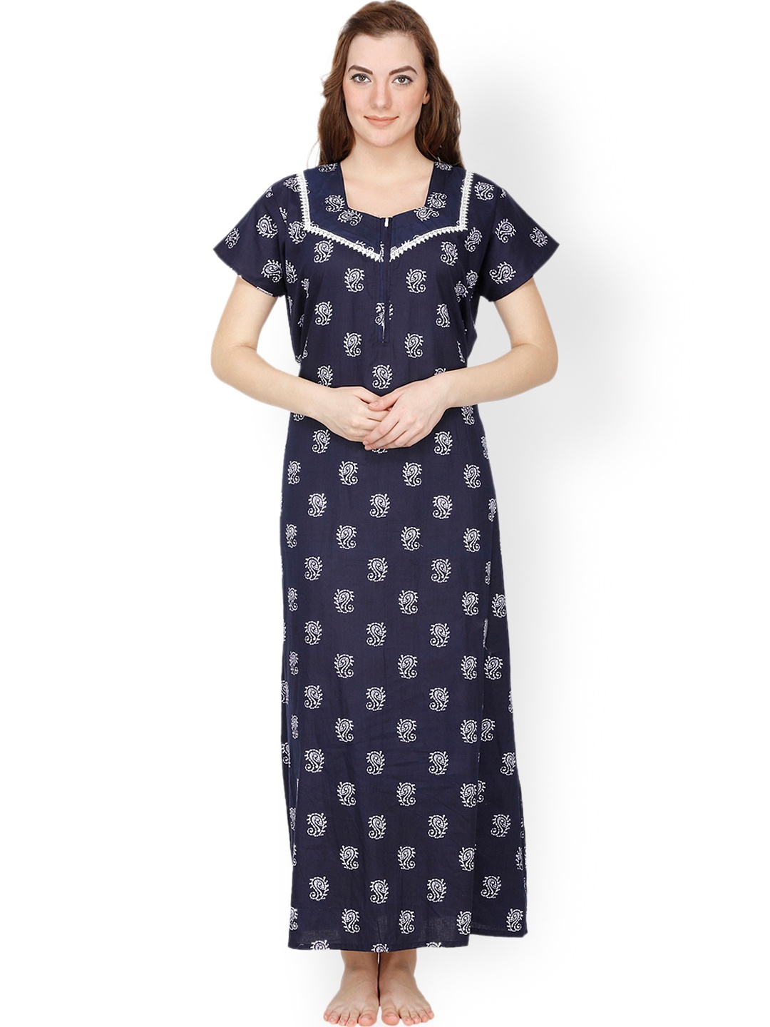 

Secret Wish Blue Printed Maxi Nightdress NT-143
