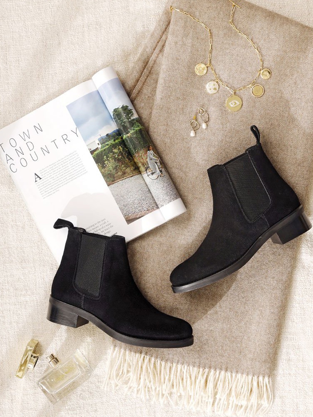 

SaintG Women Black Suede Leather Ankle Boots