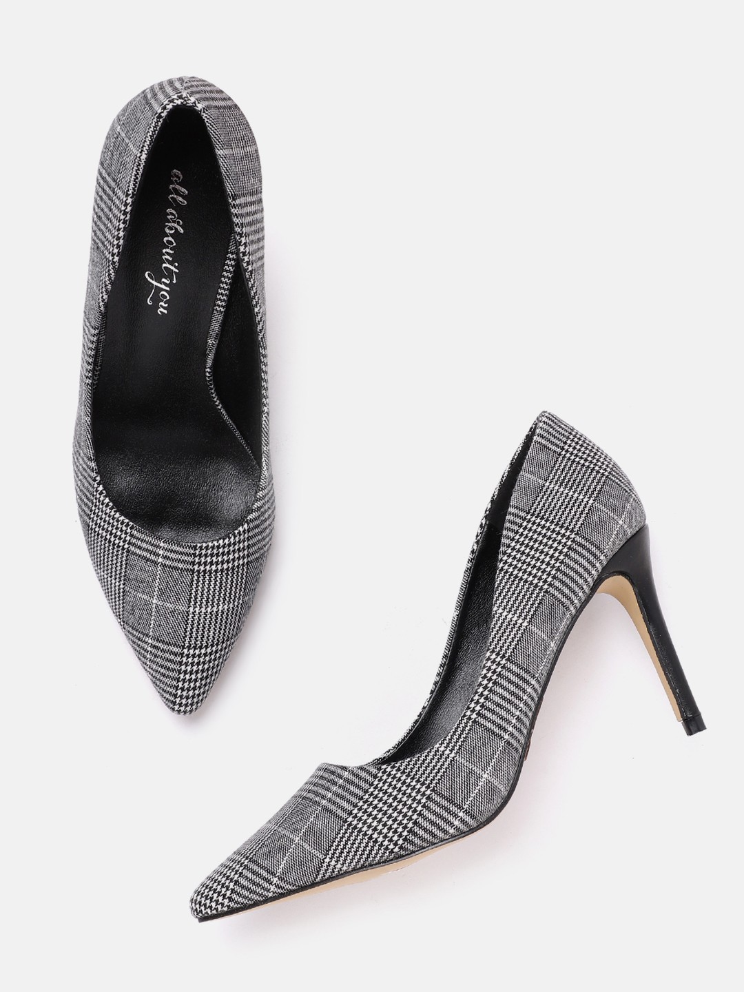 

all about you Women Black & White Houndstooth Patterned Pumps