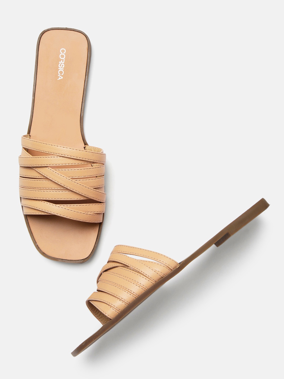 

CORSICA Women Beige Solid Open Toe Flats