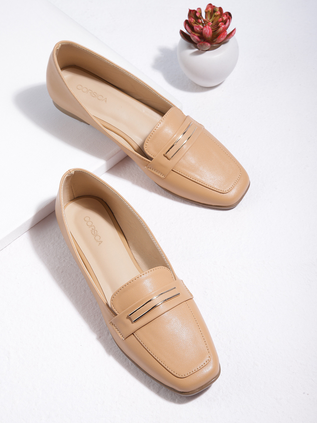 

CORSICA Women Beige Solid Loafers