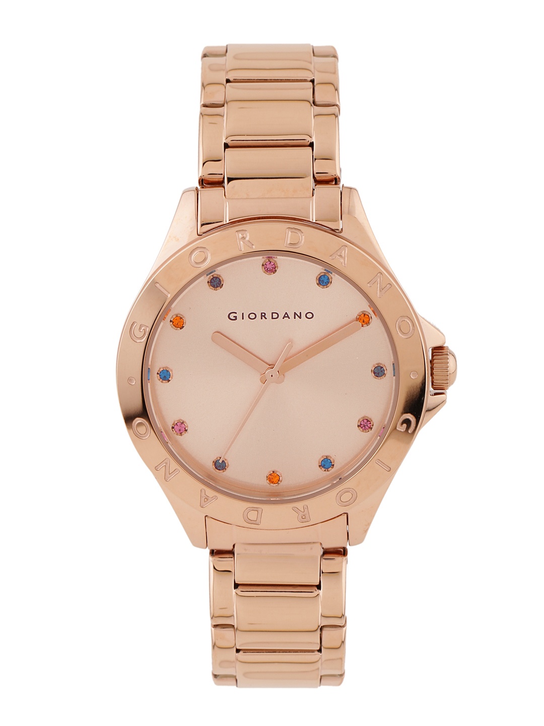 

GIORDANO Women Rose Gold-Toned Stone-Studded Dial Watch 2682-55