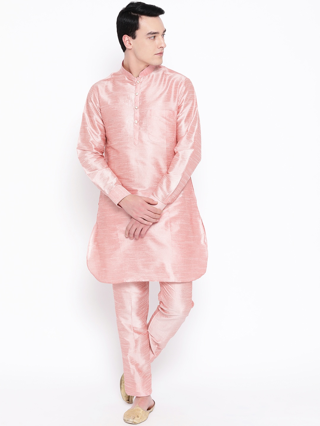

SG LEMAN Men Pink Woven Design Kurta with Trousers