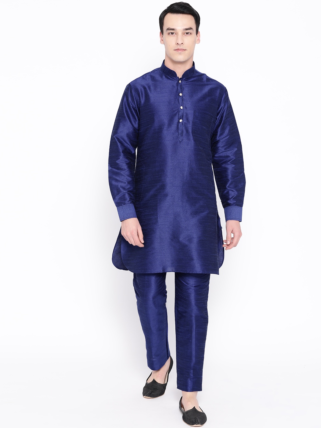 

SG LEMAN Men Navy Blue Solid Kurta with Trousers