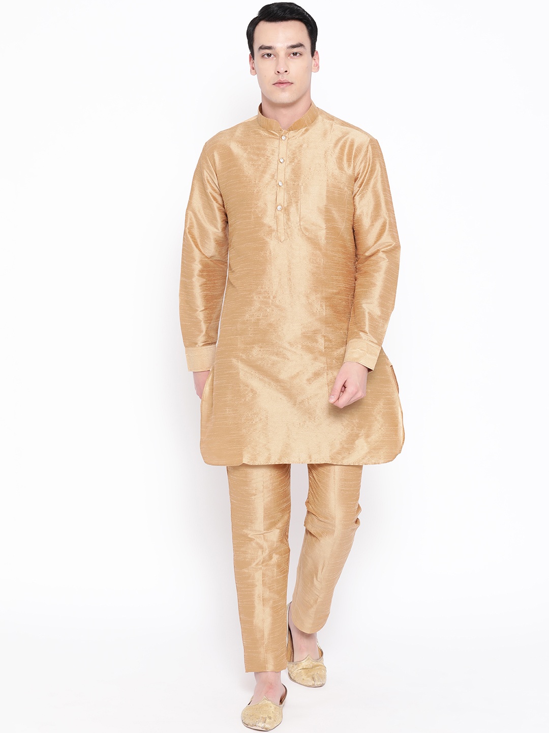 

SG LEMAN Men Beige Woven Design Kurta with Trousers