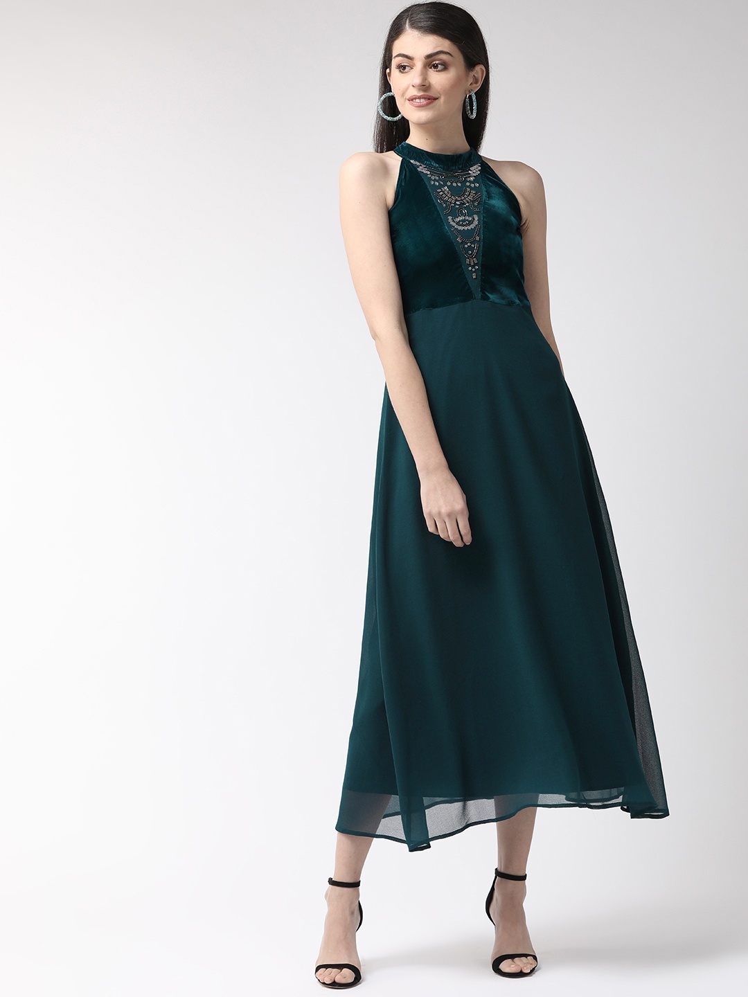 

Antheaa Women Teal Green Solid A-Line Dress