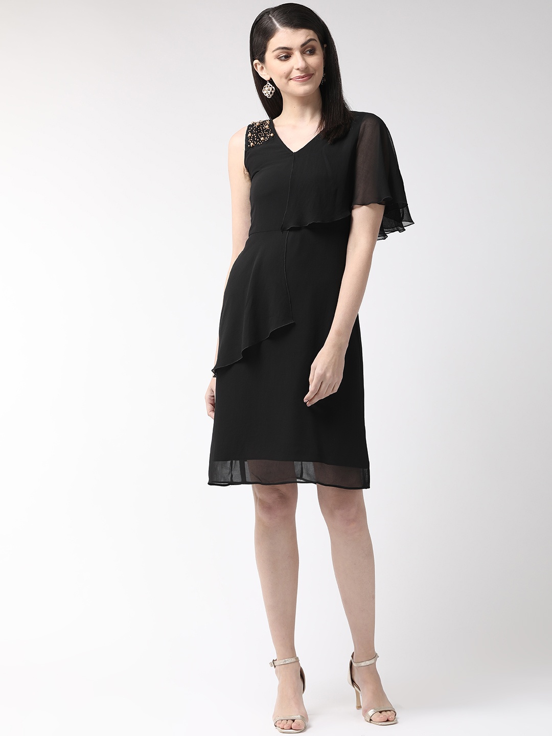 

Antheaa Women Black Solid A-Line Dress