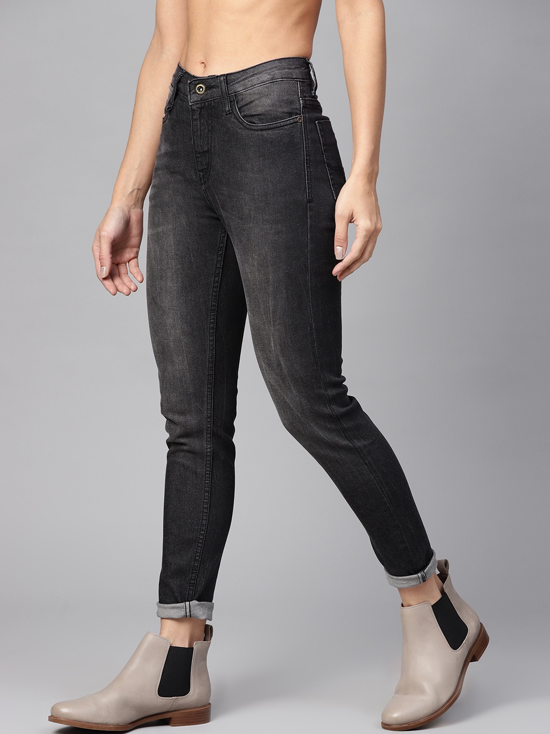 

Roadster Women Black Skinny Fit High-Rise Clean Look Stretchable Jeans