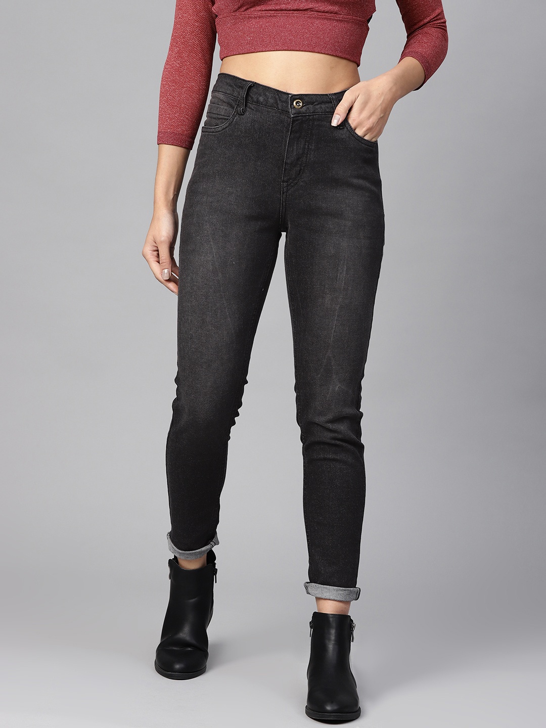 

Roadster Women Black Skinny Fit Clean Look Stretchable Jeans