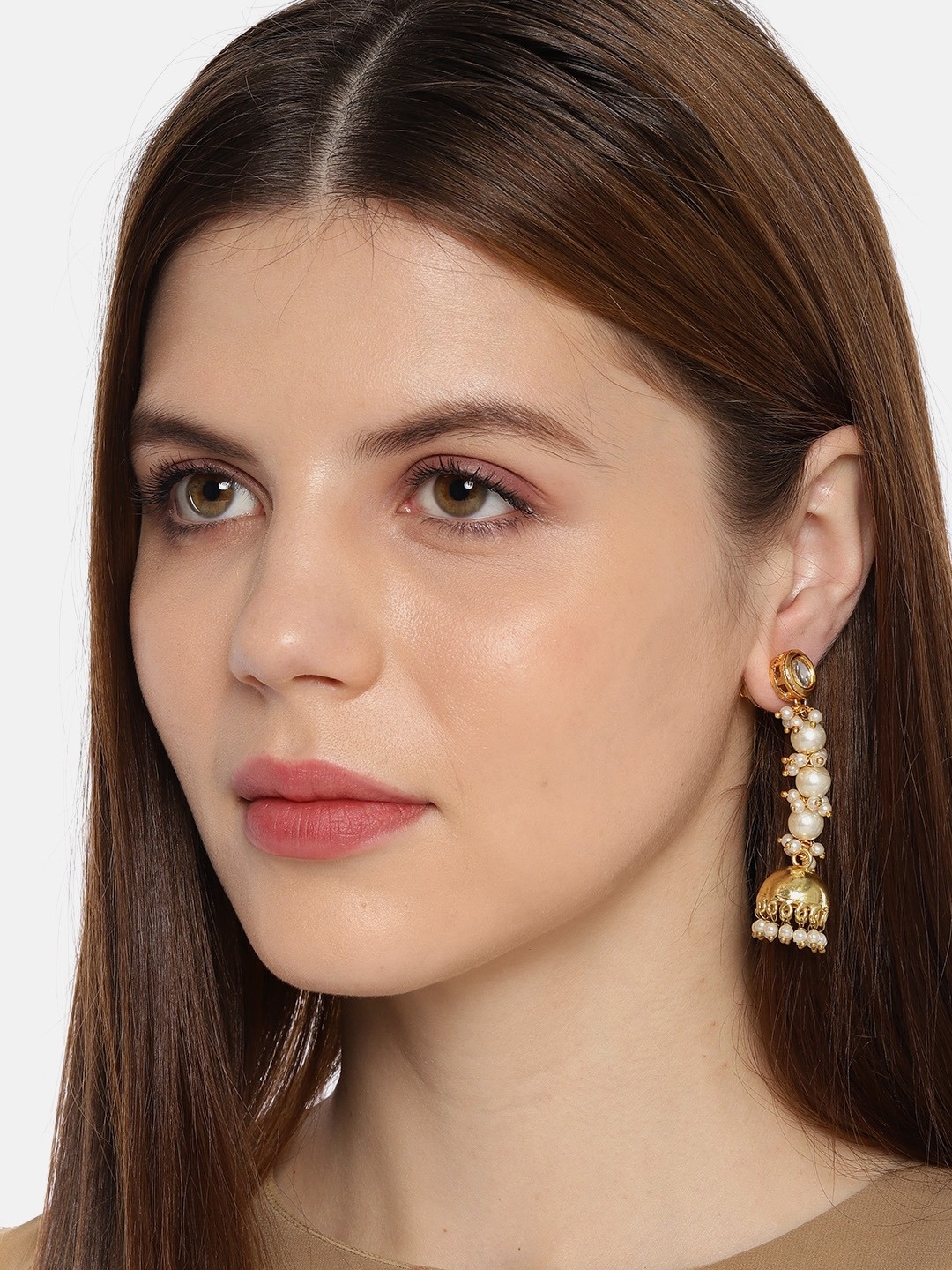 

Fida Women Gold-Toned & White Dome Shaped Drop Earrings